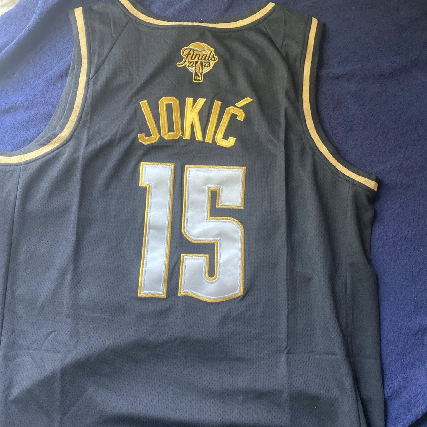 Nikola Jokic Denver Nuggets #15 Black Gold Edition 2023 Finals NBA Jersey(XXL)