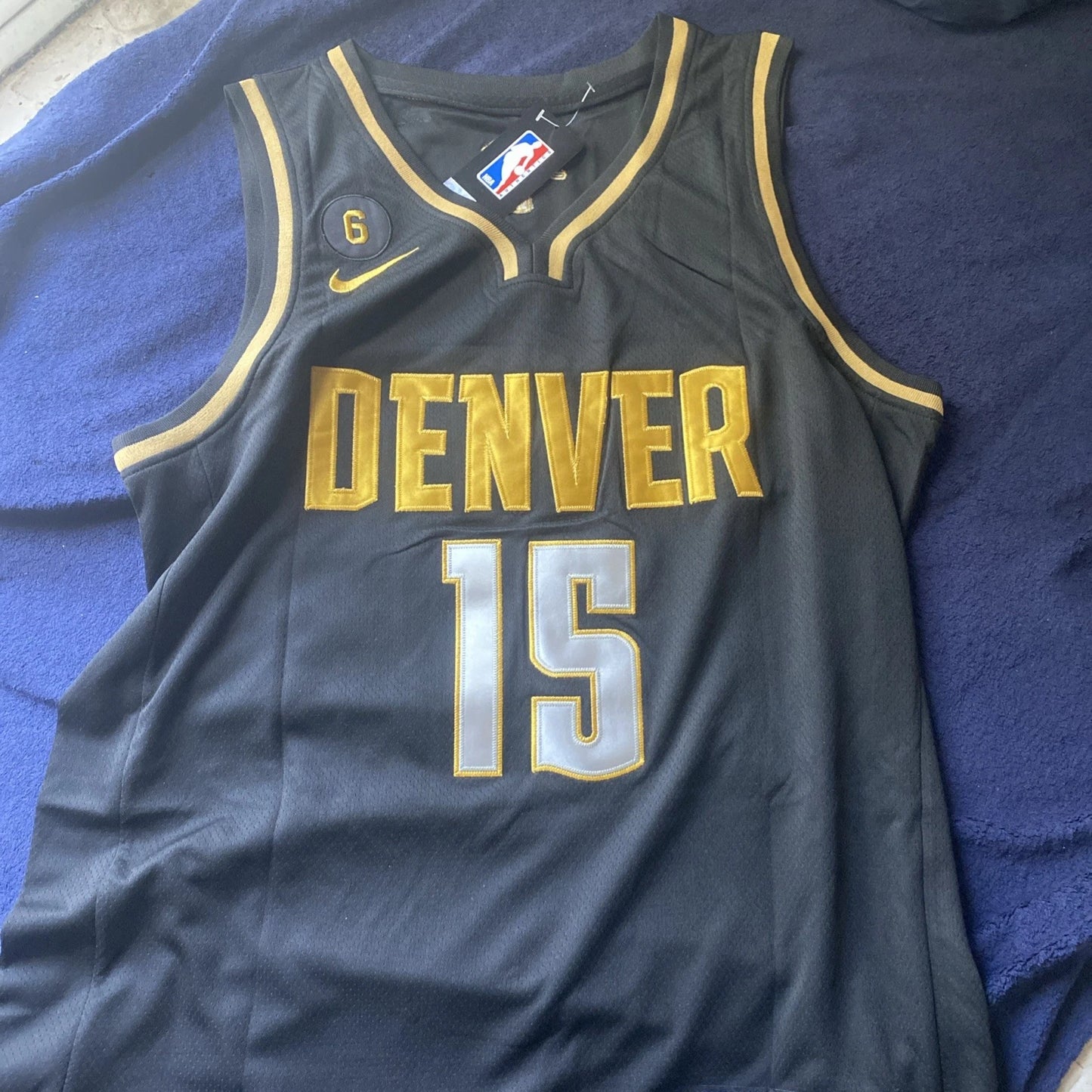 Nikola Jokic Denver Nuggets #15 Black Gold Edition 2023 Finals NBA Jersey(XXL)
