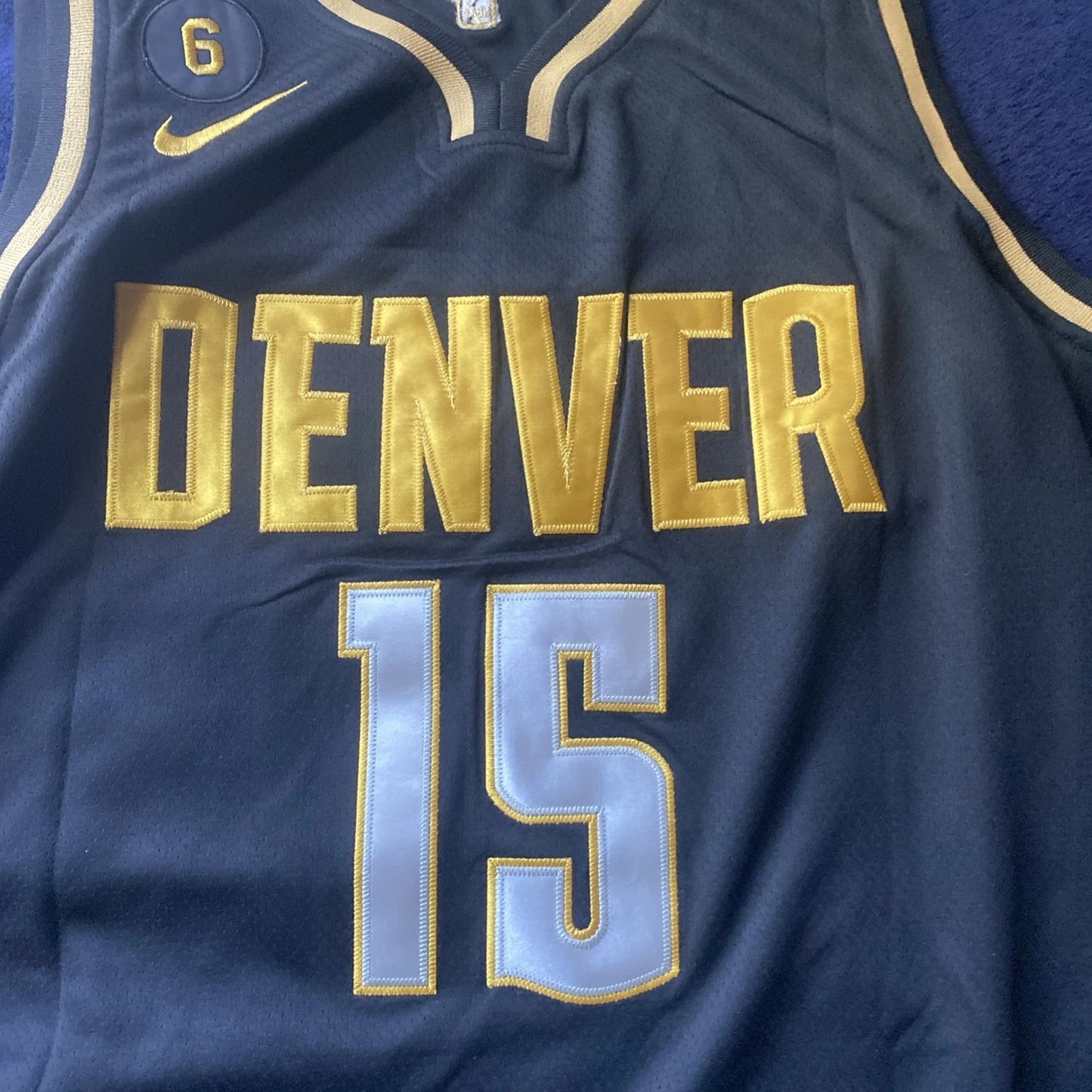 Nikola Jokic Denver Nuggets #15 Black Gold Edition 2023 Finals NBA Jersey(XXL)