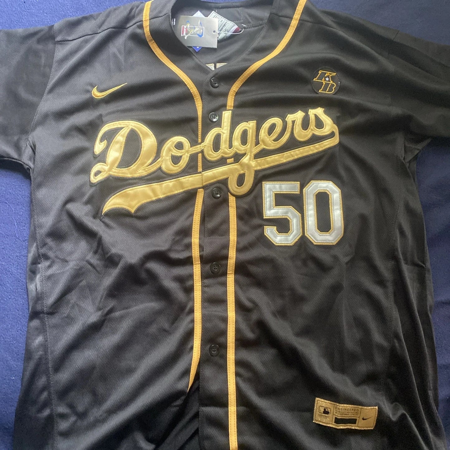 Mookie Betts #50 Dodgers 2020 World Series Champions Black Gold MLB Jersey(L)
