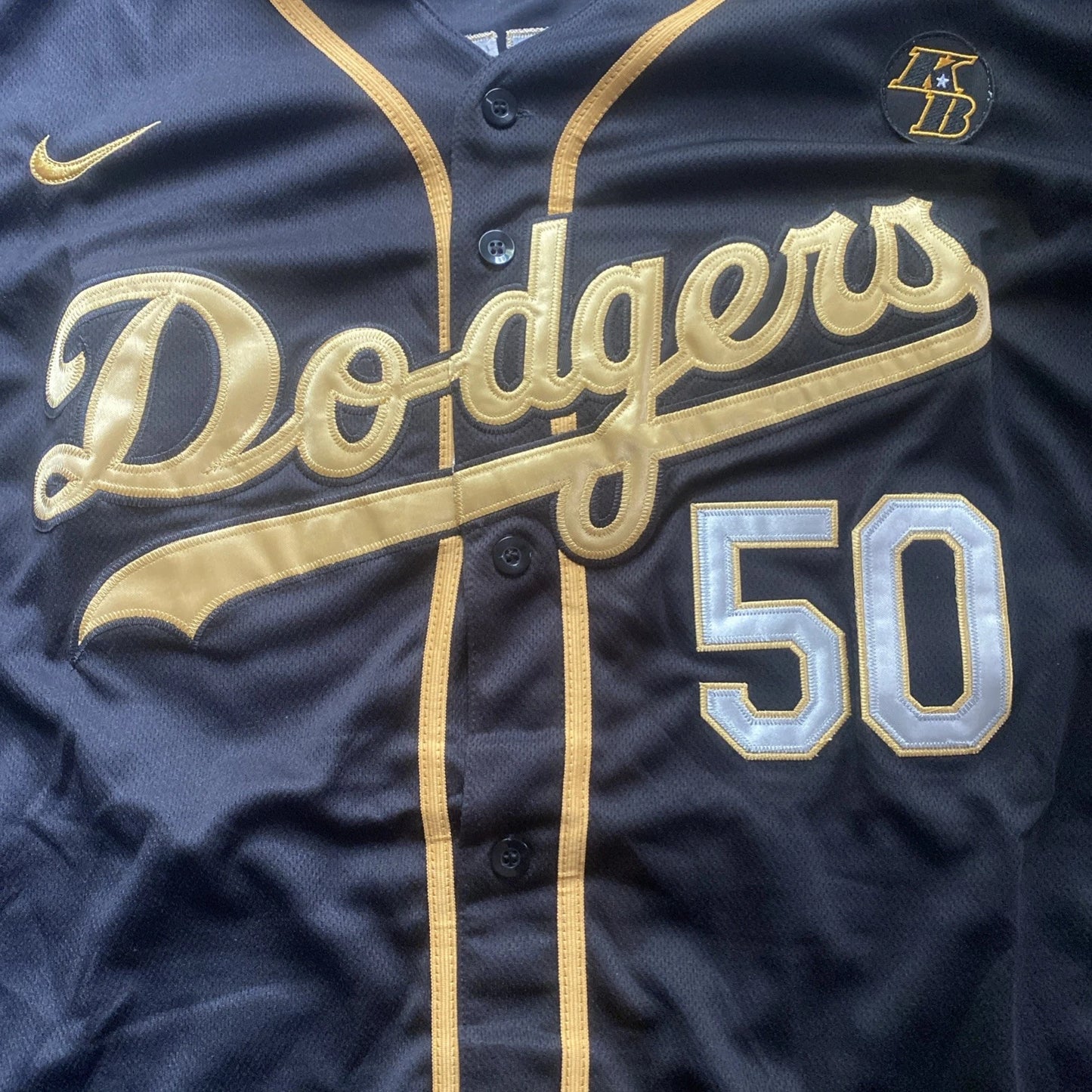 Mookie Betts #50 Dodgers 2020 World Series Champions Black Gold MLB Jersey(L)