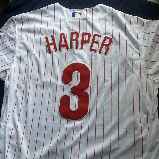 Bryce Harper #3 Philadelphia Phillies White Flex Base Stitched MLB Jersey(L)
