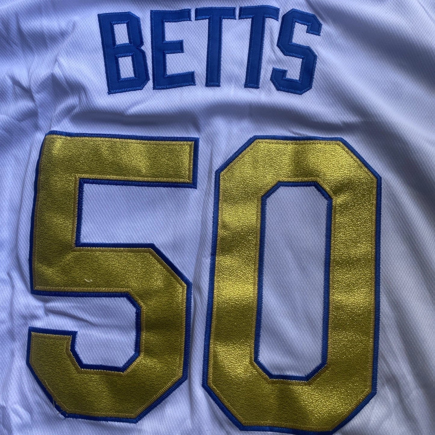 Mookie Betts #50 Dodgers 2020 World Series Champions White Gold MLB Jersey(L)