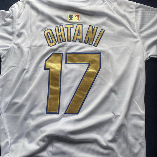 Shohei Ohtani #17 L.A. Dodgers White 2025 Gold Collection Limited Jersey(L)